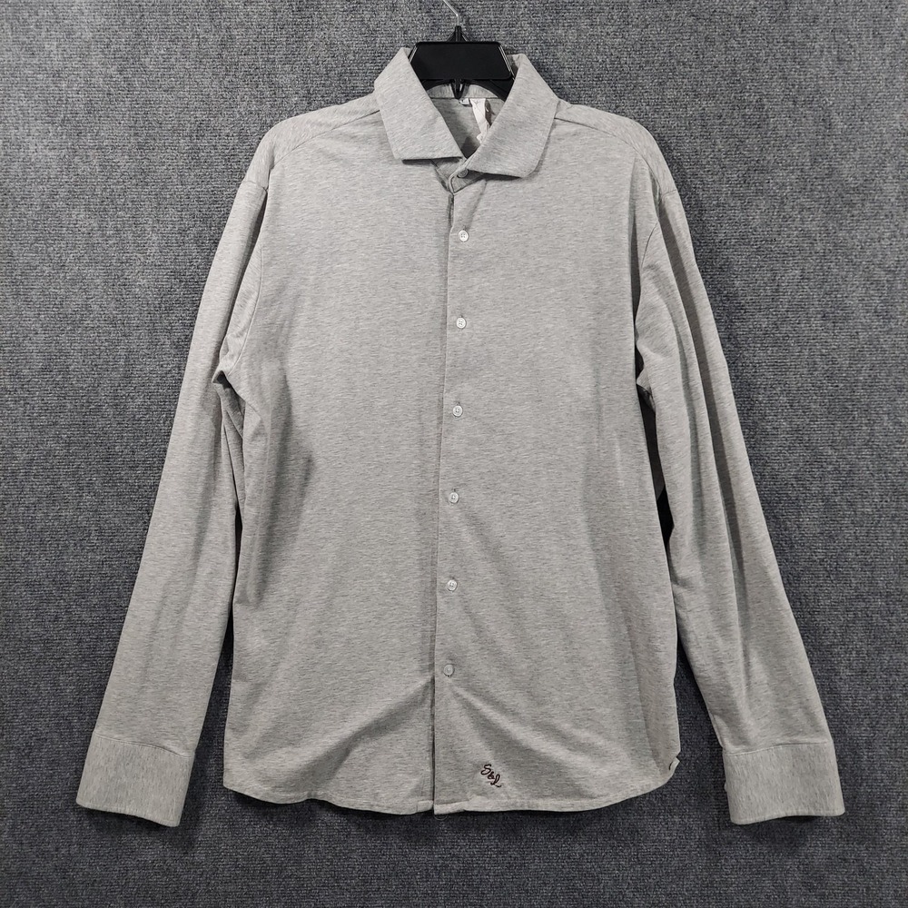 State & Liberty Shirt Mens Large Gray Long Sleeve Stretch Button Up Athletic Fit